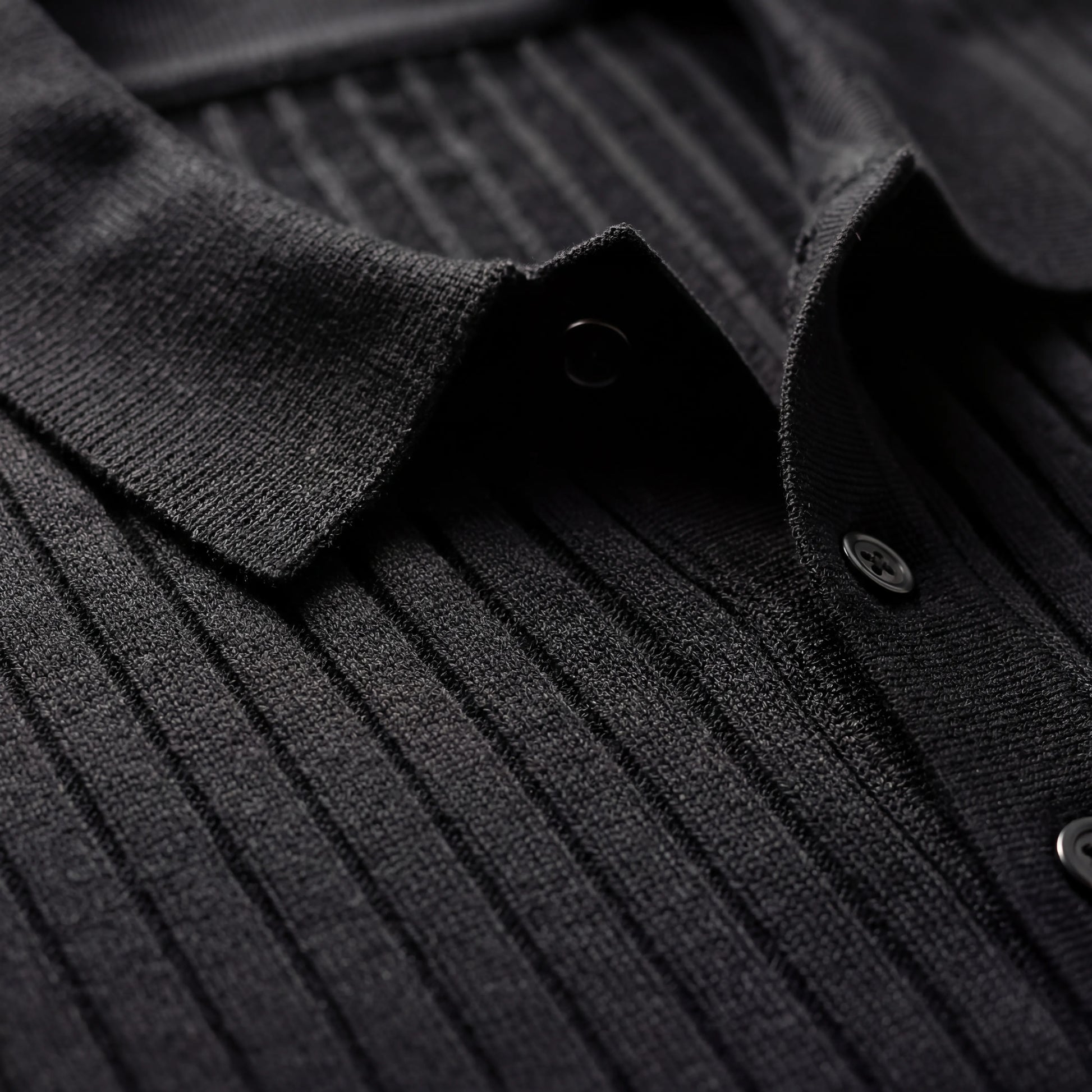 Ribvello - Long Sleeve Ribbed Polo Shirt