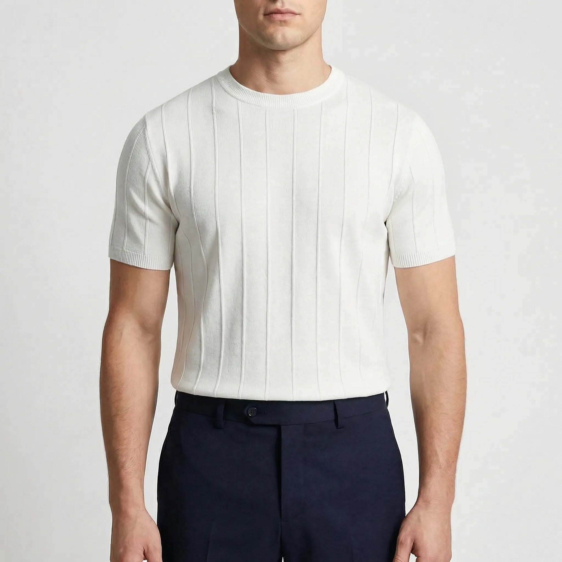 Ribvex | Ribbed Knit Crew Neck Tee
