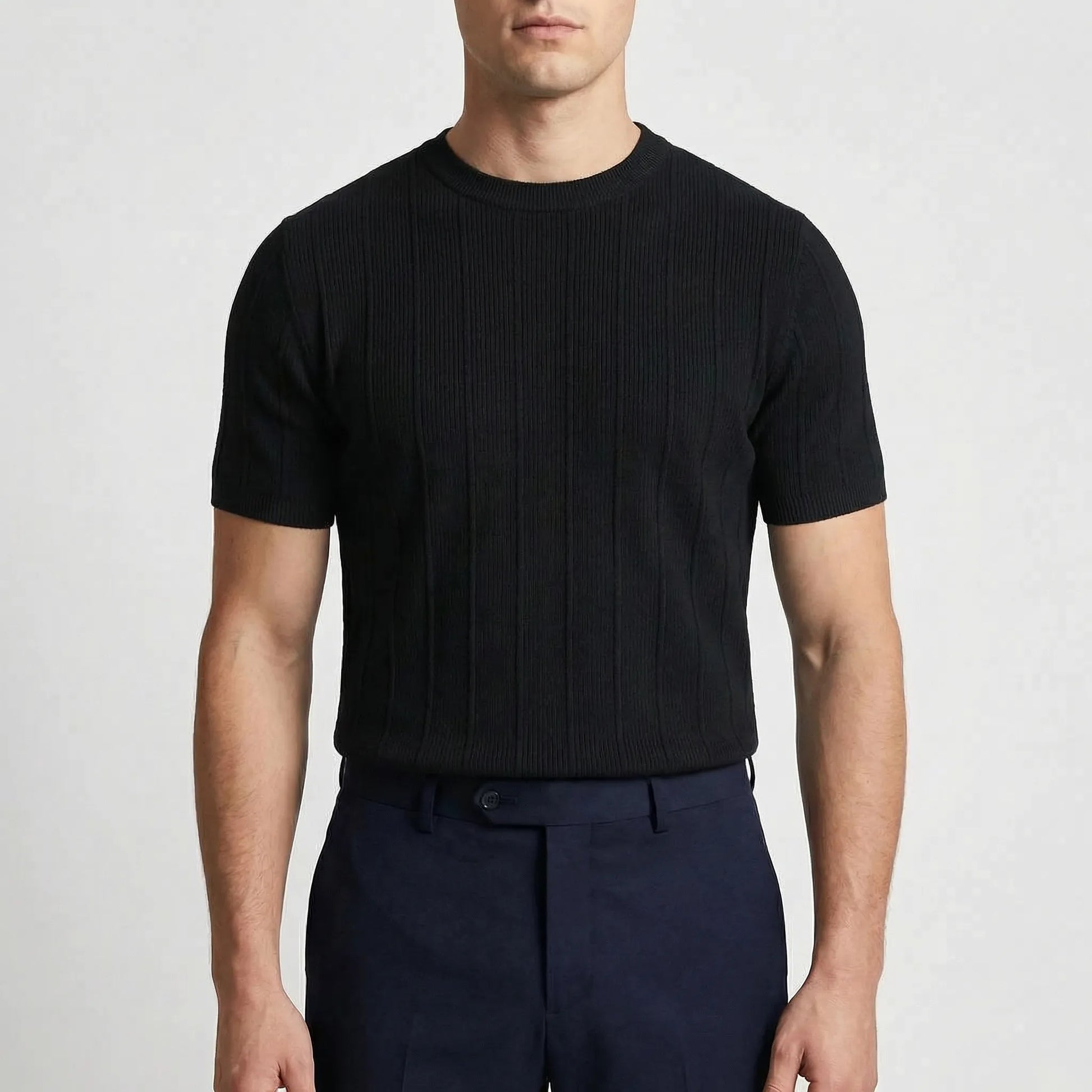 Ribvex | Ribbed Knit Crew Neck Tee
