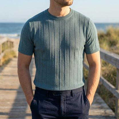 Ribvex | Ribbed Knit Crew Neck Tee