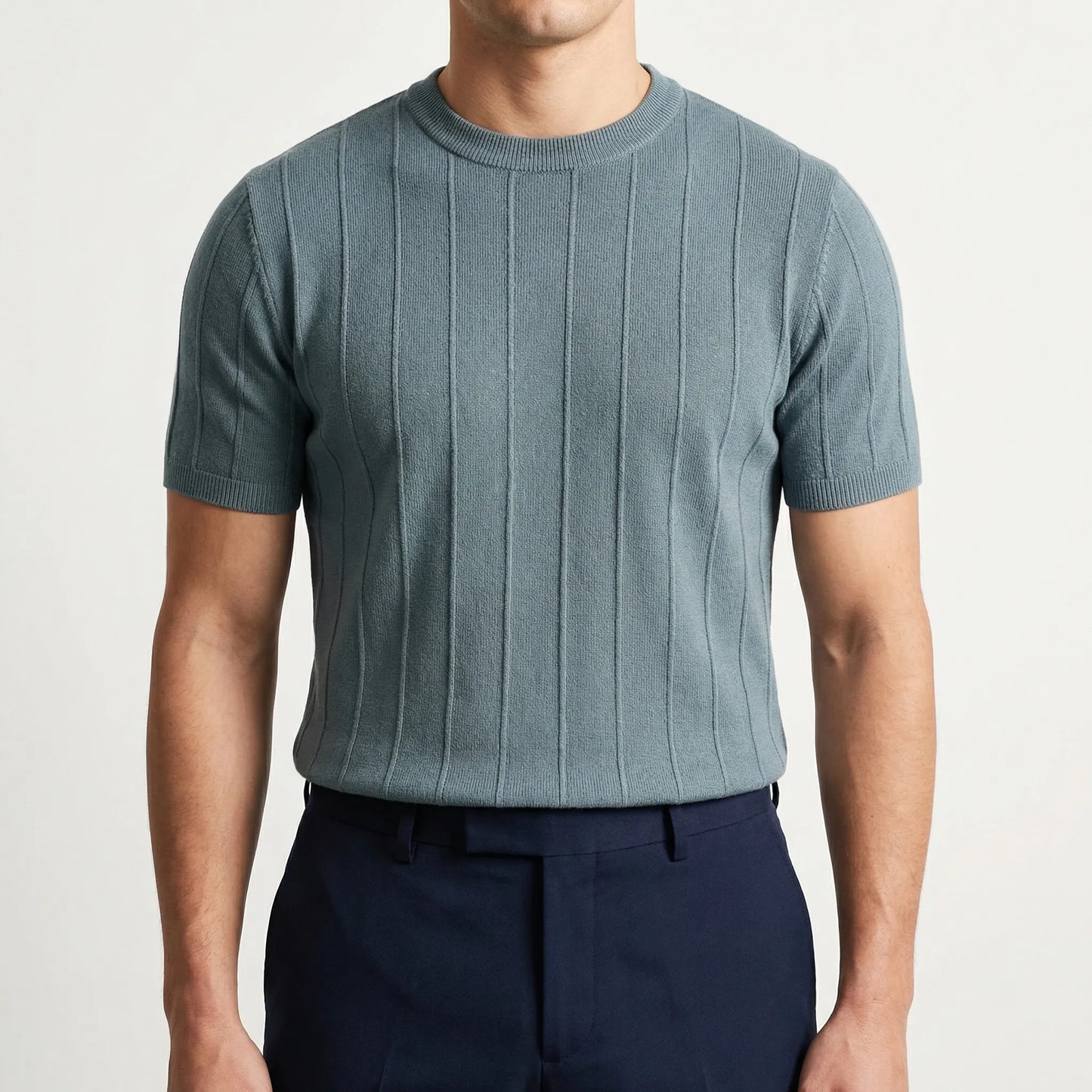 Ribvex | Ribbed Knit Crew Neck Tee