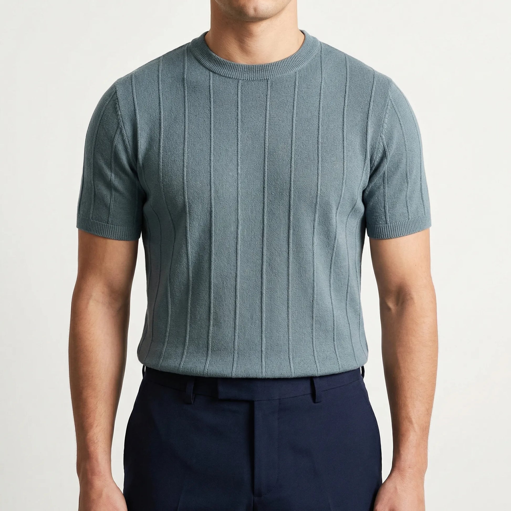 Ribvex | Ribbed Knit Crew Neck Tee