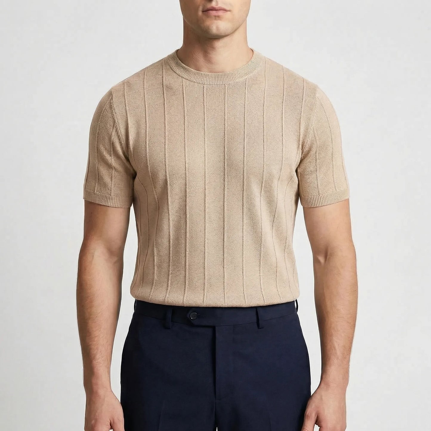 Ribvex | Ribbed Knit Crew Neck Tee