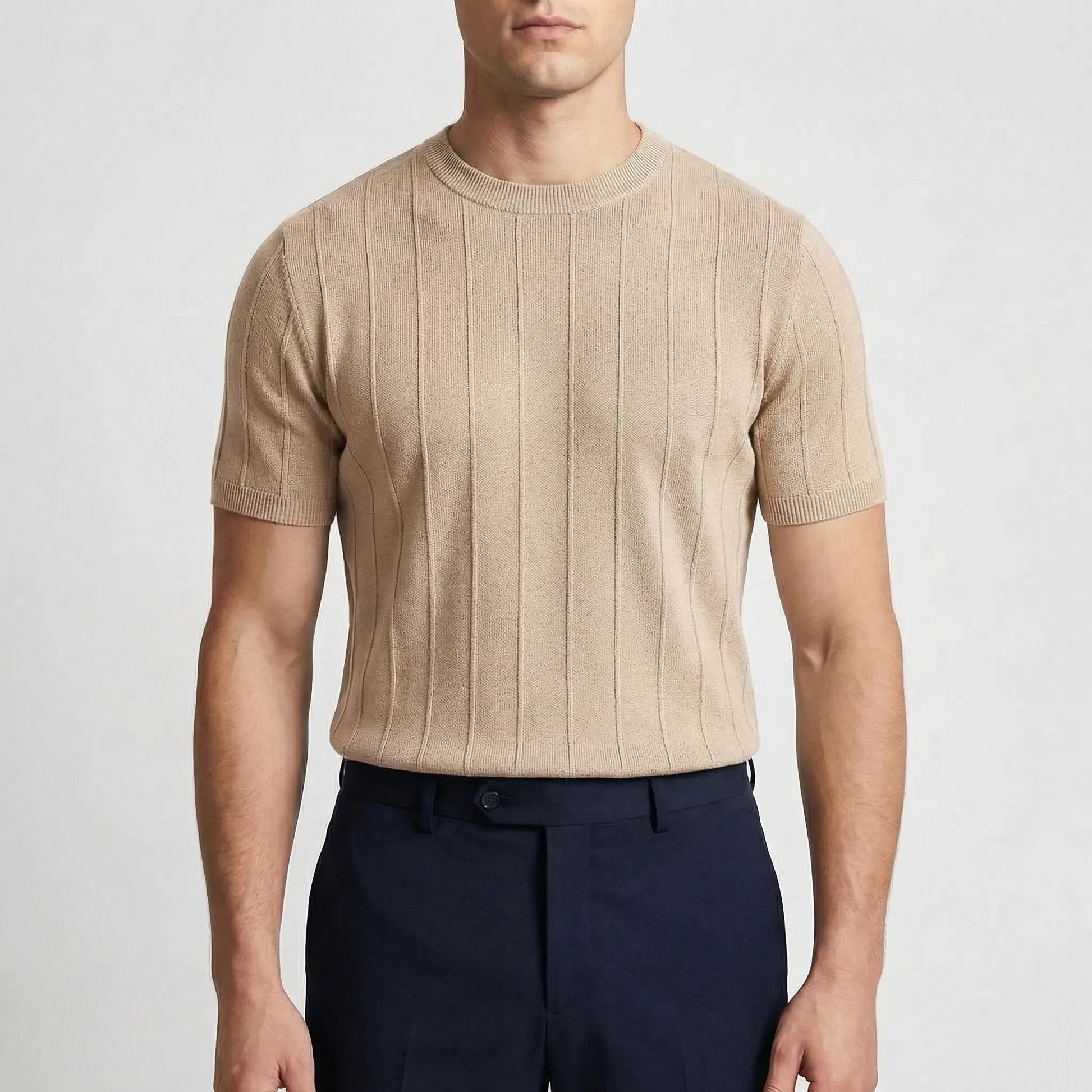 Ribvex | Ribbed Knit Crew Neck Tee