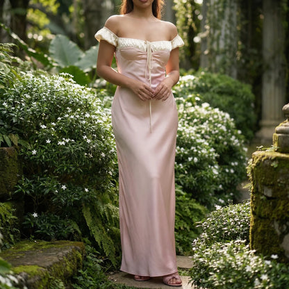 Rosalyne - Off-Shoulder Bodycon Maxi Dress