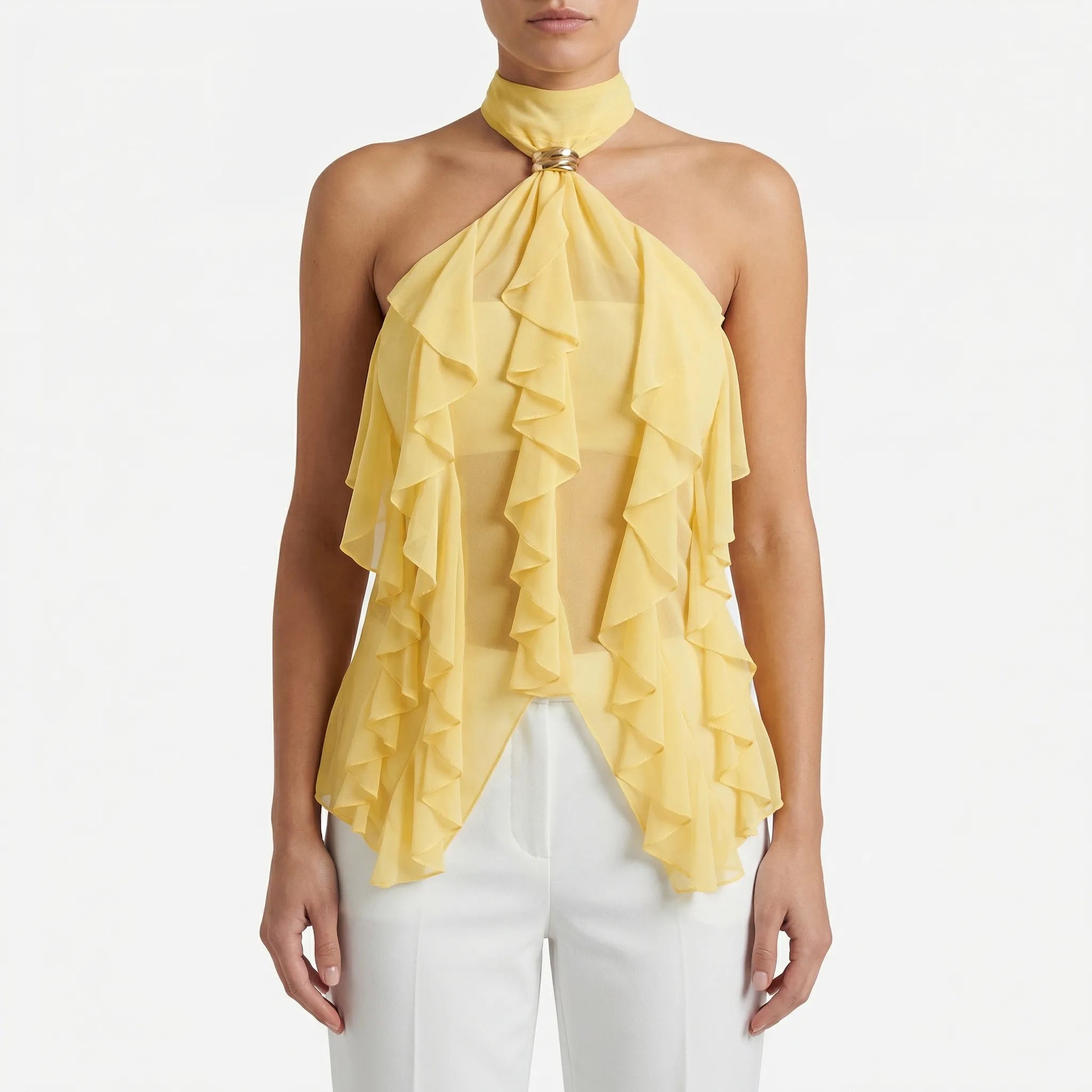 Ruffella | Halter Neck Ruffle Top For Women