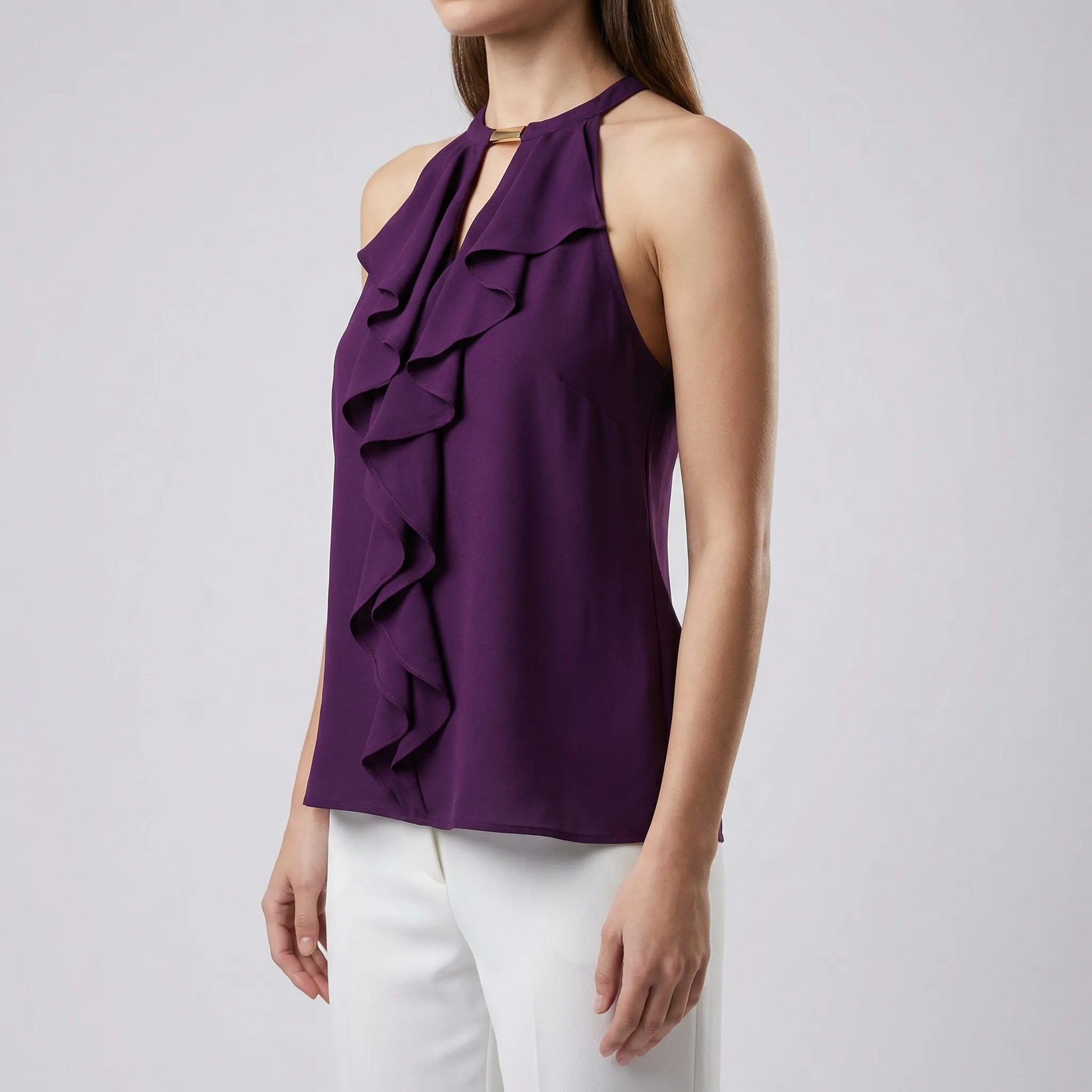 Ruffella | Halter Neck Ruffle Top For Women