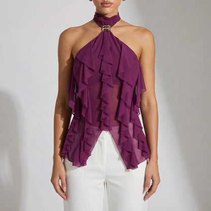 Ruffella | Halter Neck Ruffle Top For Women