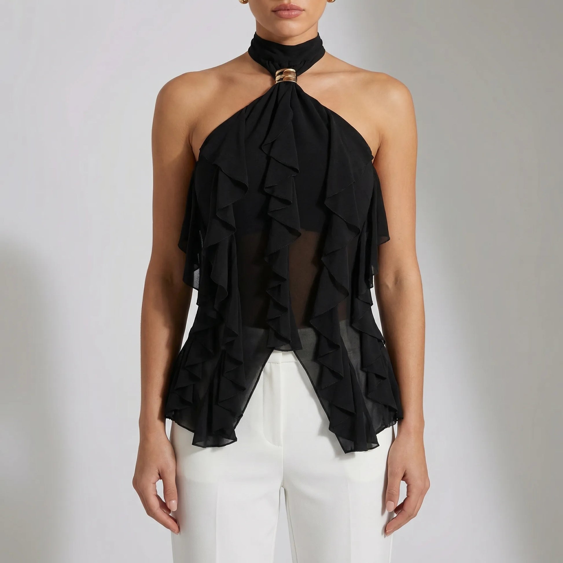 Ruffella | Halter Neck Ruffle Top For Women