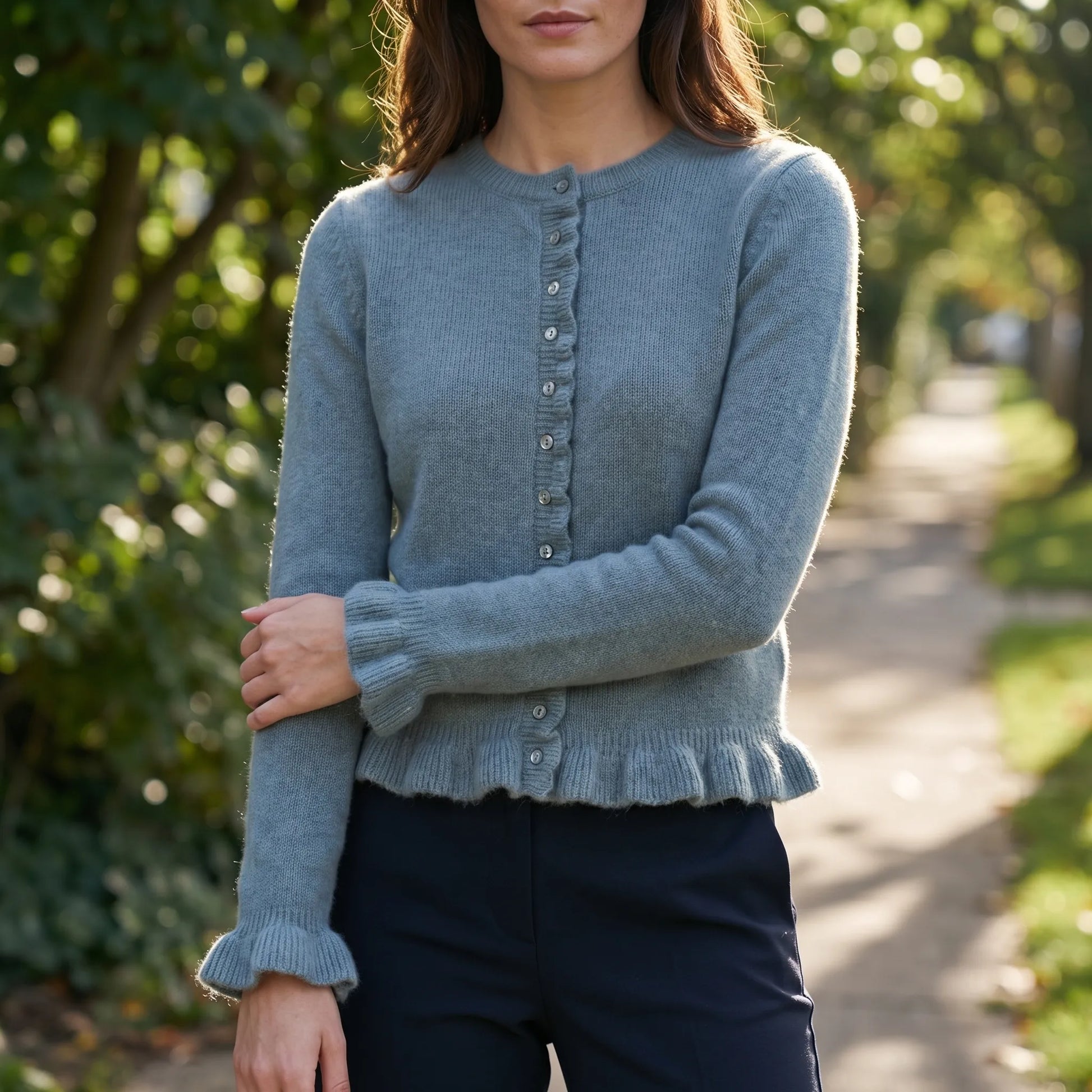 Ruffette | Slim Fit Ruffle Hem Cardigan