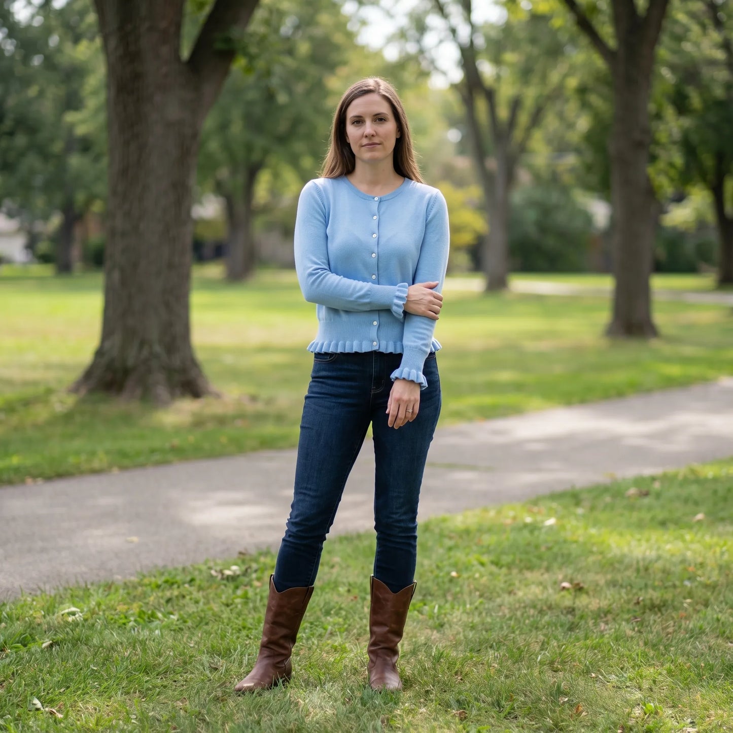 Ruffette | Slim Fit Ruffle Hem Cardigan