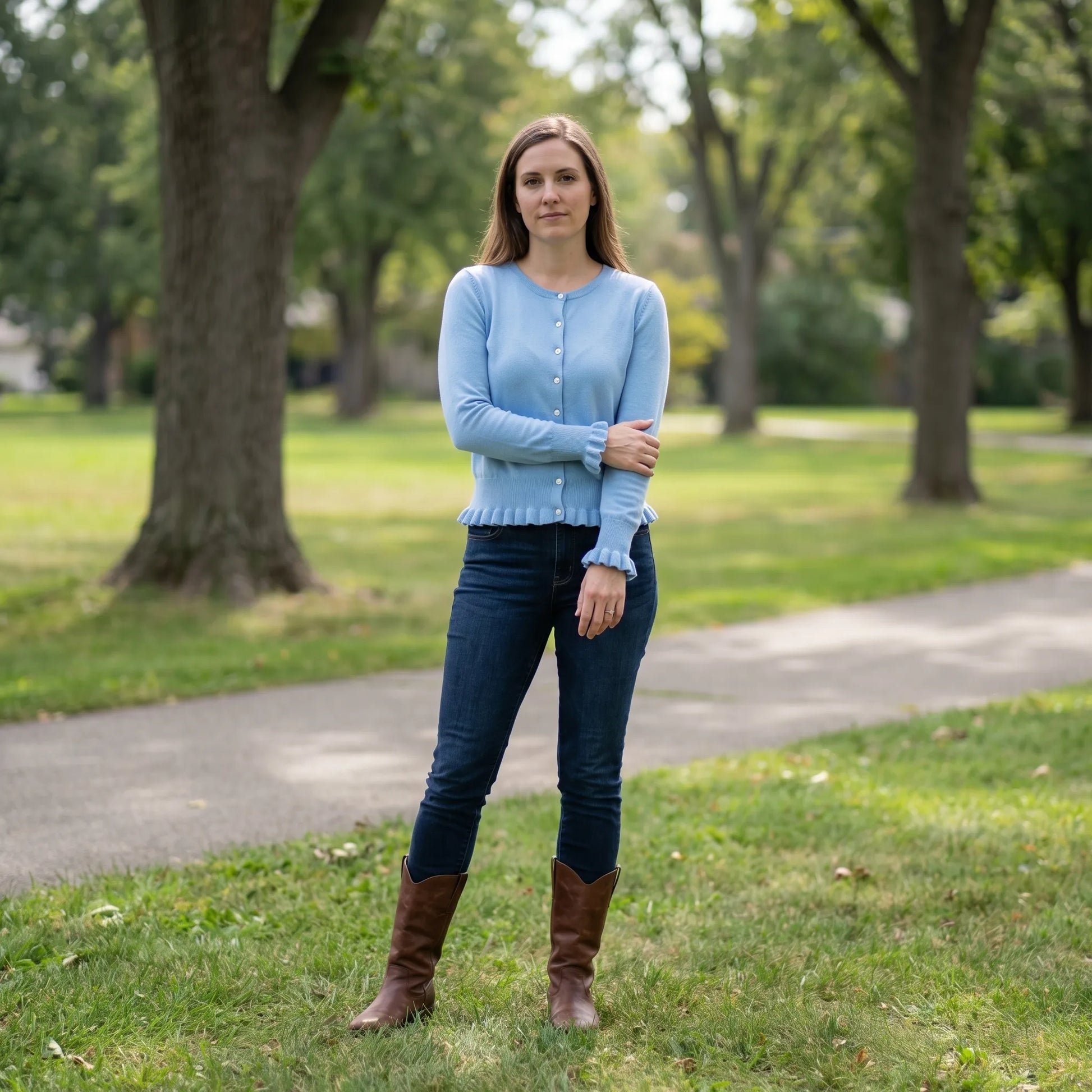 Ruffette | Slim Fit Ruffle Hem Cardigan
