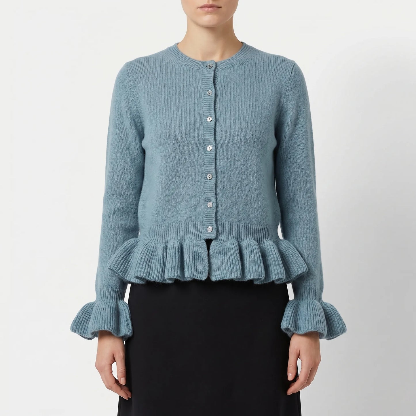 Ruffette | Slim Fit Ruffle Hem Cardigan