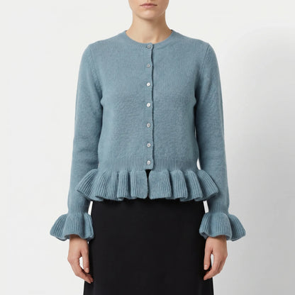 Ruffette | Slim Fit Ruffle Hem Cardigan