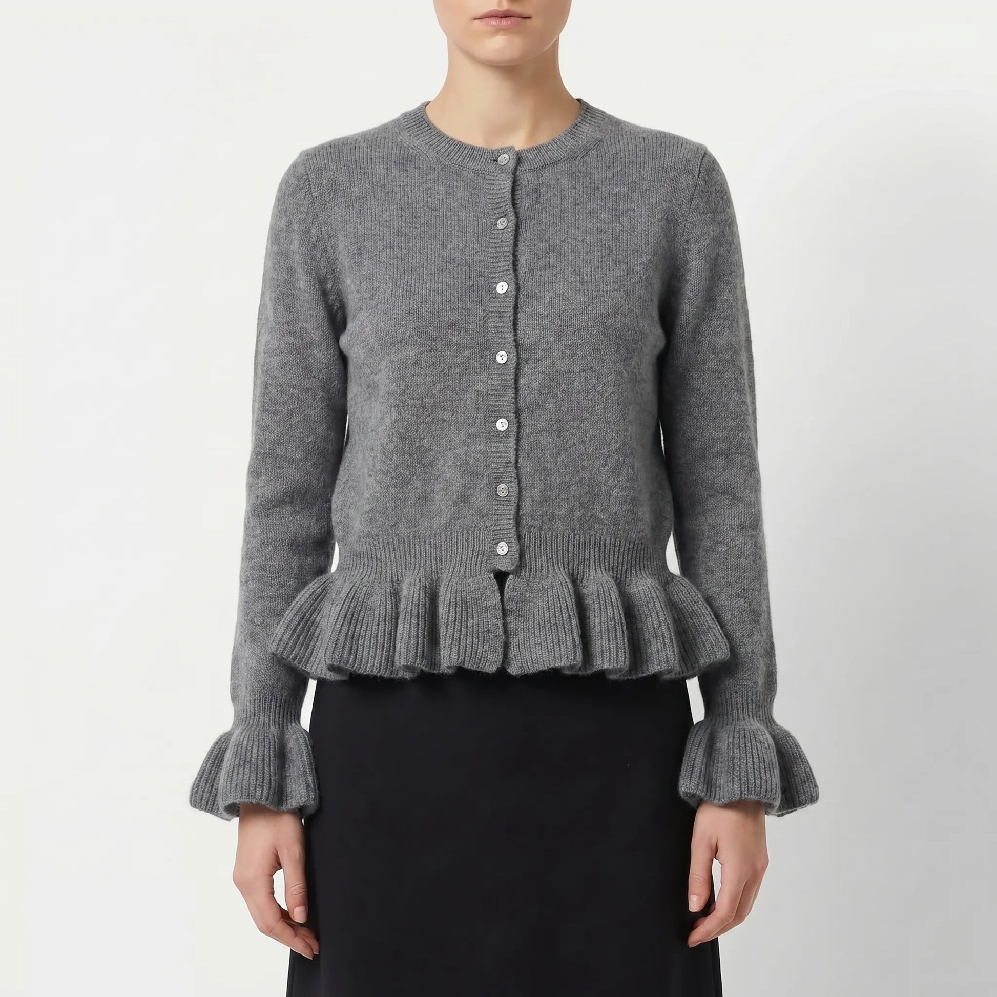 Ruffette | Slim Fit Ruffle Hem Cardigan
