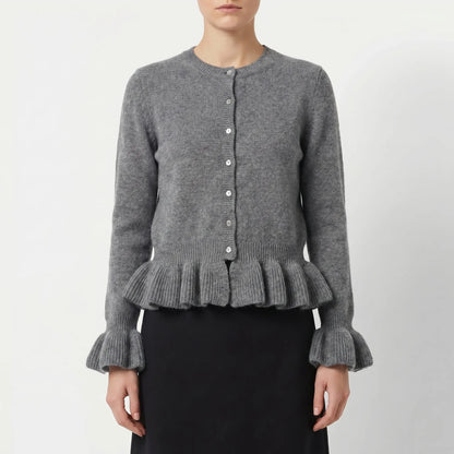 Ruffette | Slim Fit Ruffle Hem Cardigan