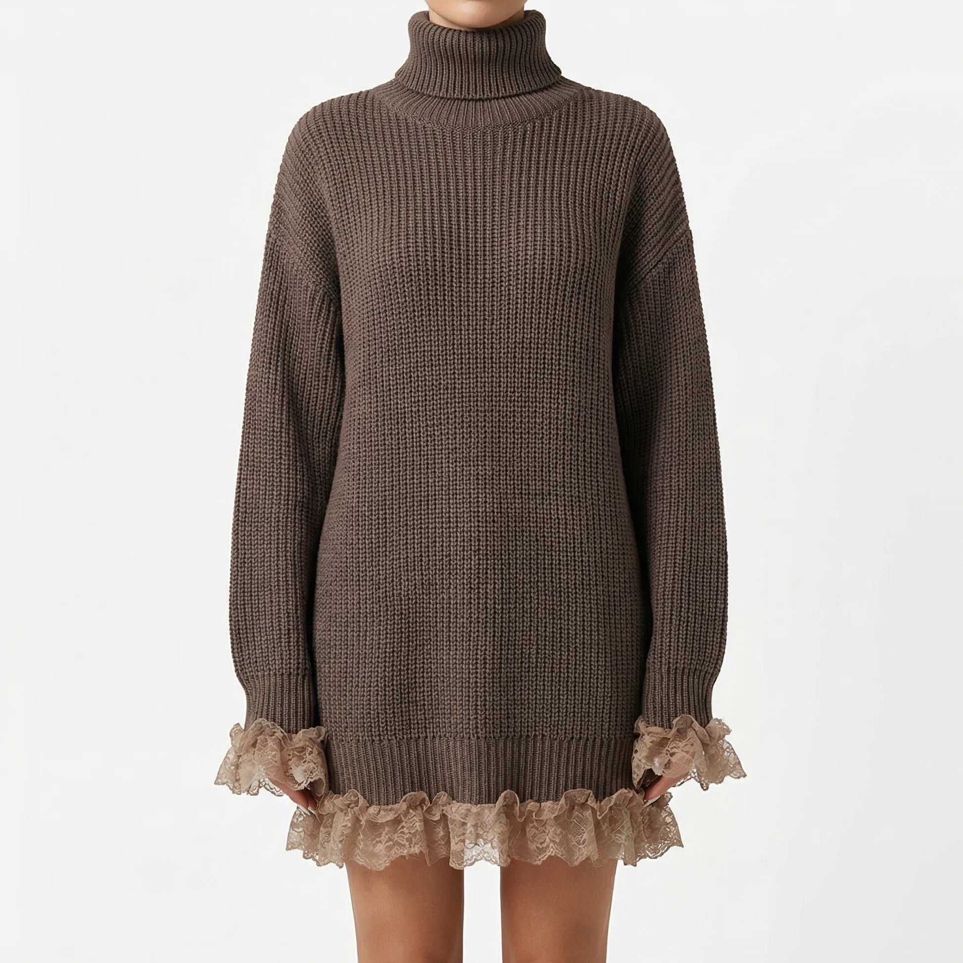 Rufflenette | Oversized Turtleneck Knit Dress