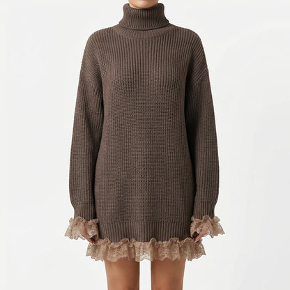 Rufflenette | Oversized Turtleneck Knit Dress