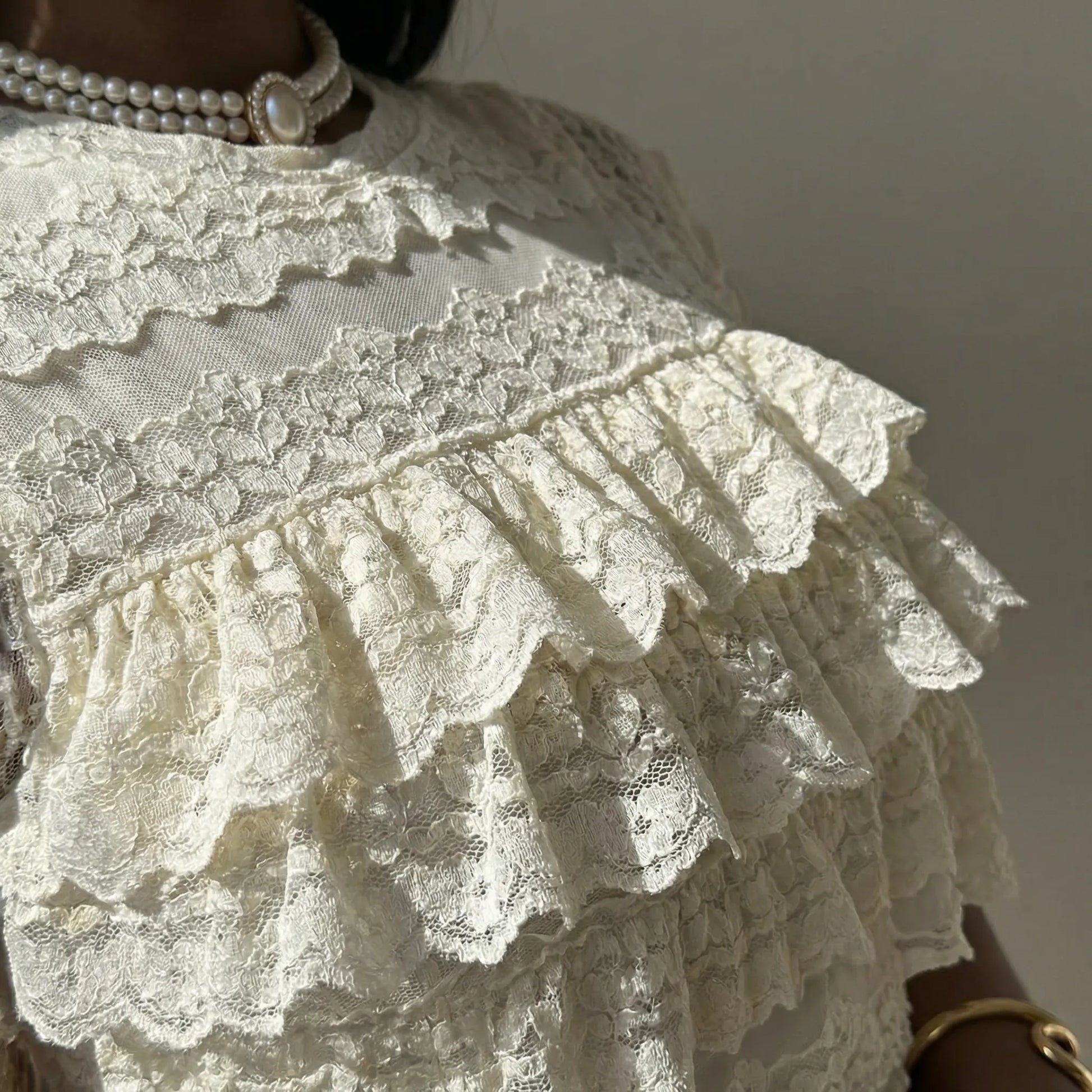 Ruffleta - Tiered Ruffle Lace Crop Top Set