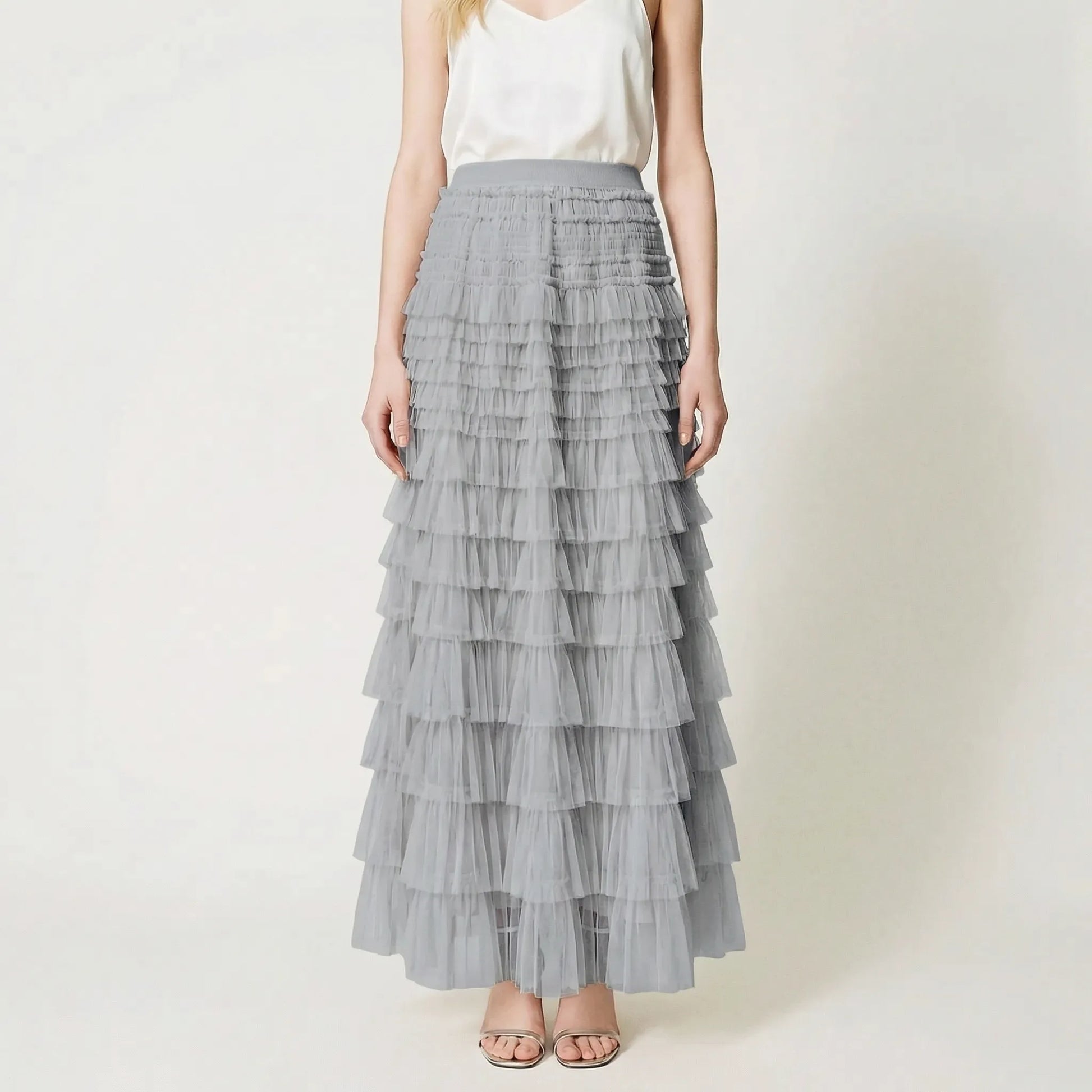 Ruvella | Ankle-Length Tiered Ruffle Skirt