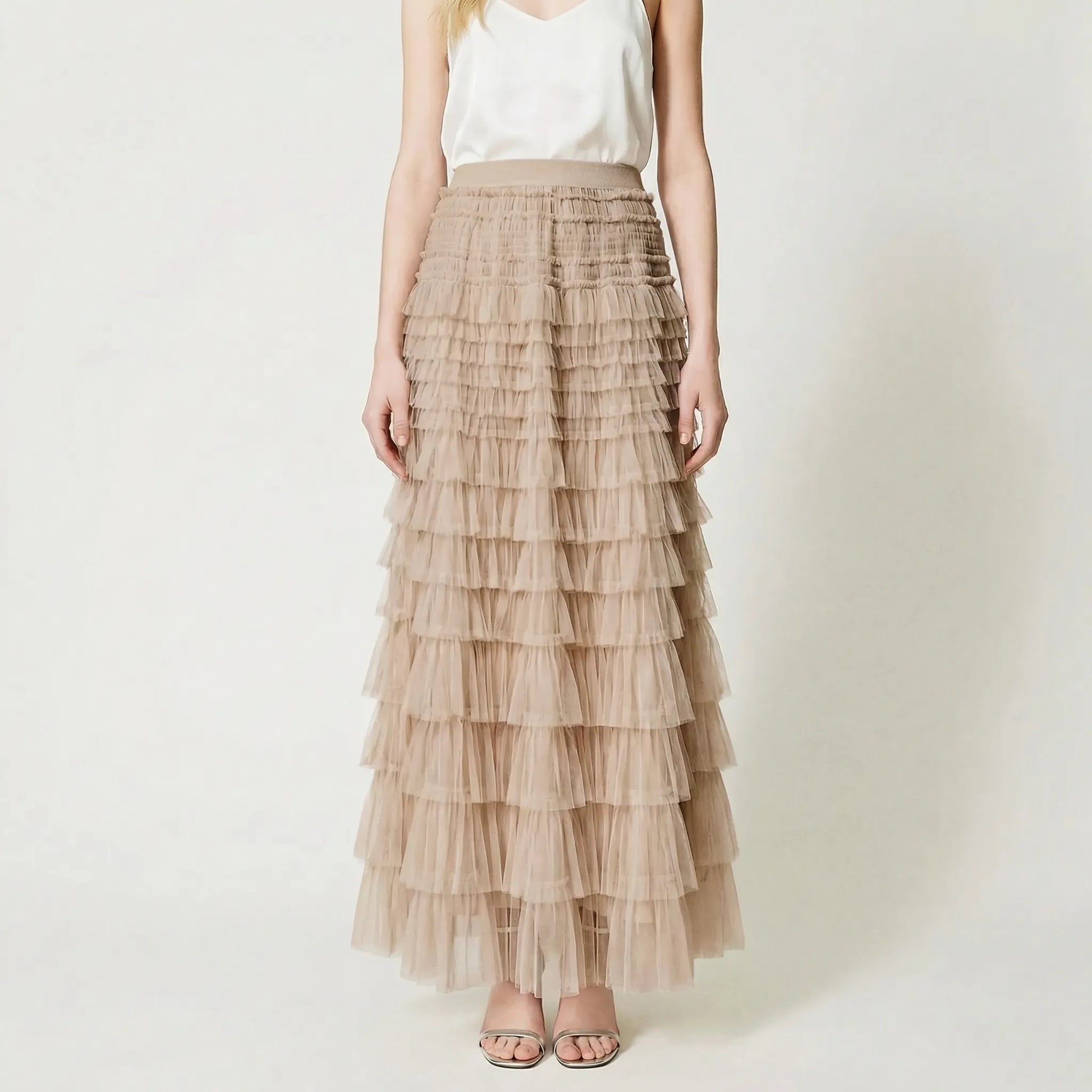 Ruvella | Ankle-Length Tiered Ruffle Skirt