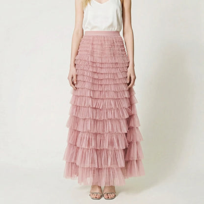 Ruvella | Ankle-Length Tiered Ruffle Skirt