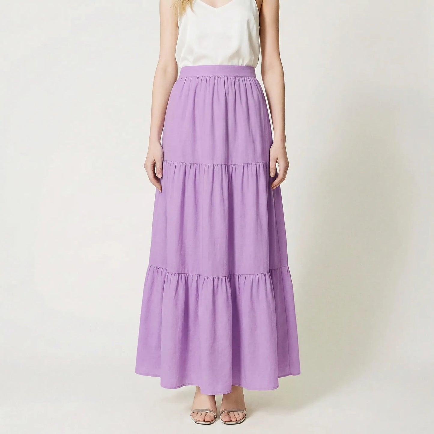 Ruvella | Ankle-Length Tiered Ruffle Skirt