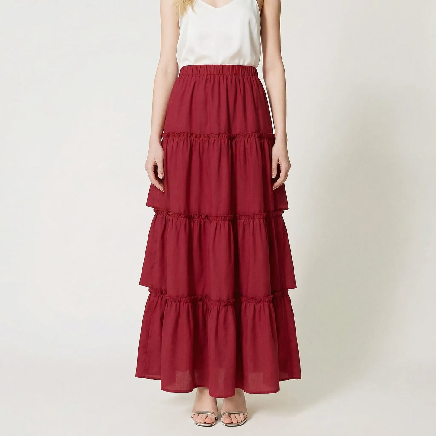 Ruvella | Ankle-Length Tiered Ruffle Skirt