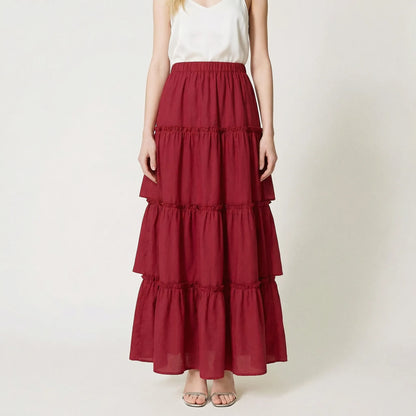 Ruvella | Ankle-Length Tiered Ruffle Skirt