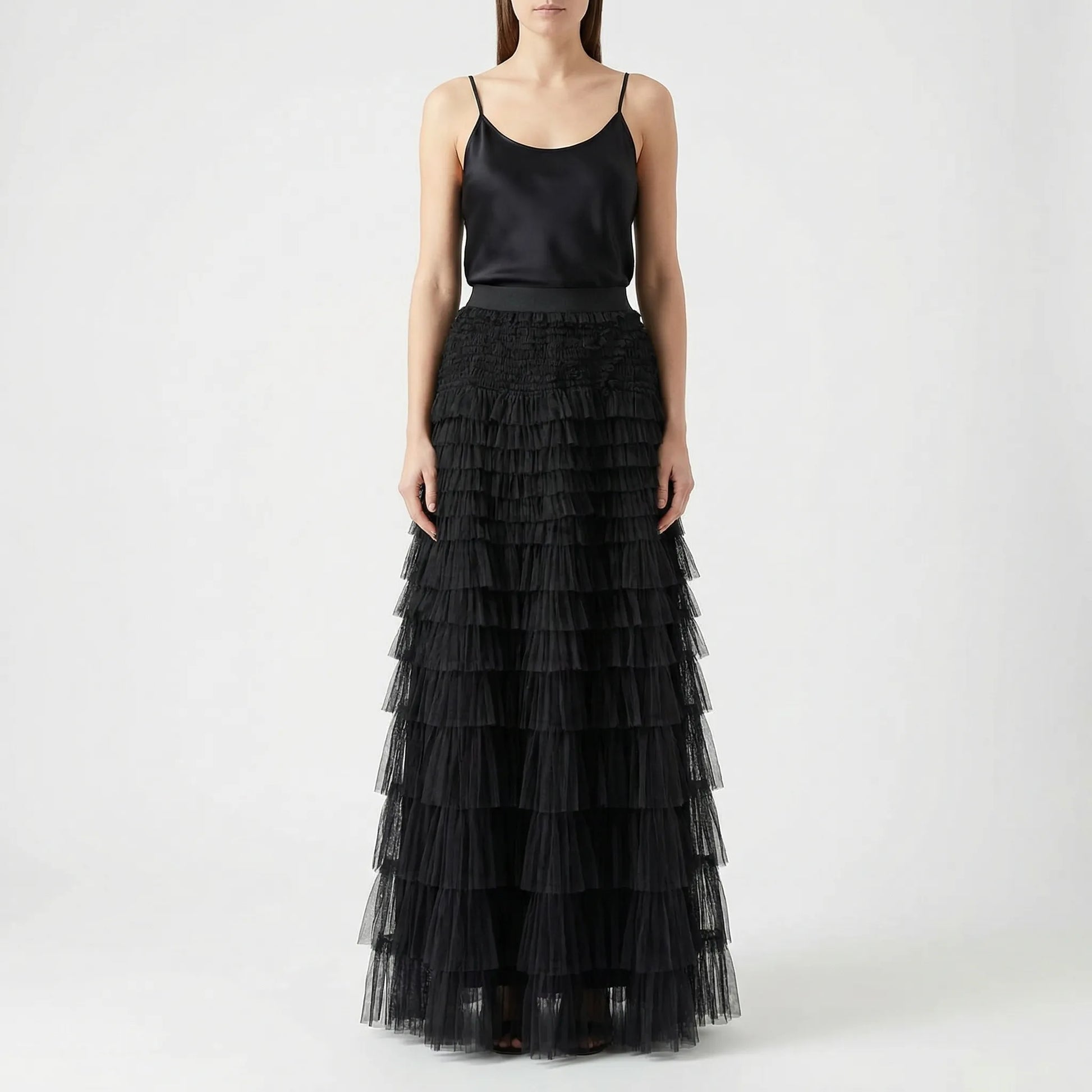 Ruvella | Ankle-Length Tiered Ruffle Skirt
