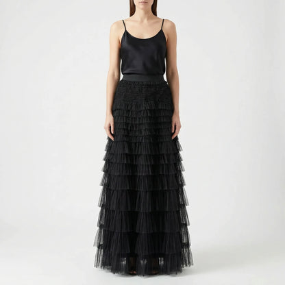 Ruvella | Ankle-Length Tiered Ruffle Skirt