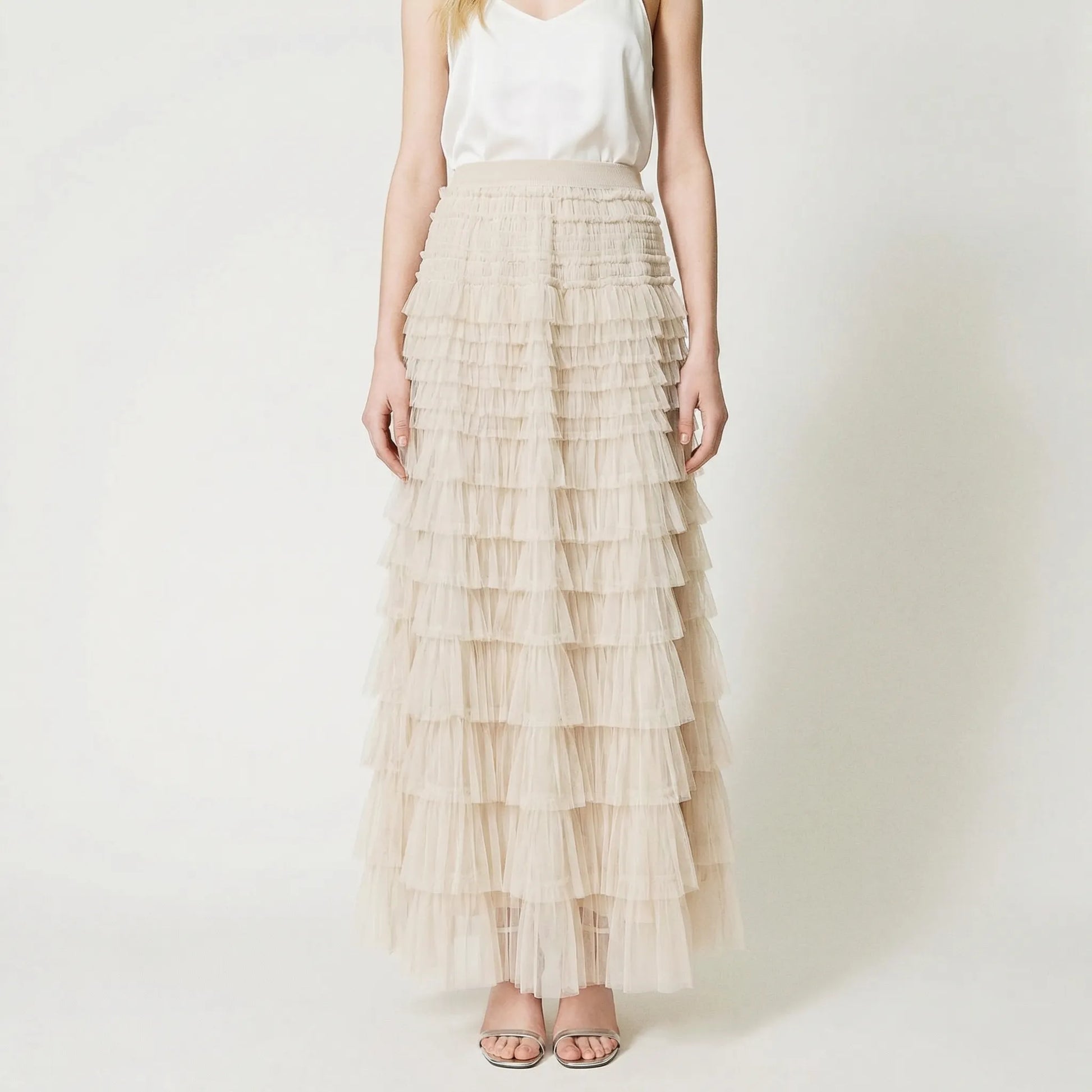 Ruvella | Ankle-Length Tiered Ruffle Skirt