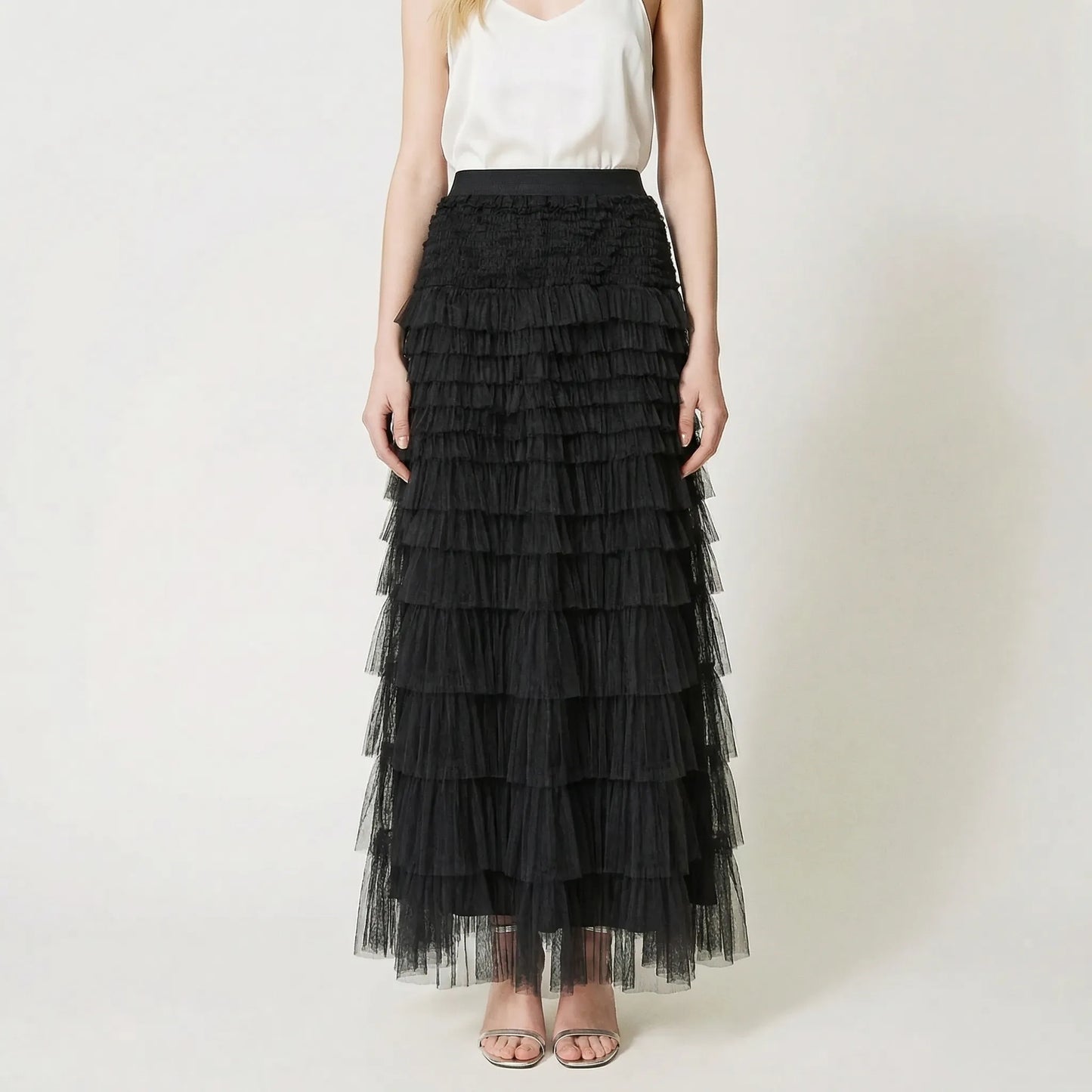 Ruvella | Ankle-Length Tiered Ruffle Skirt