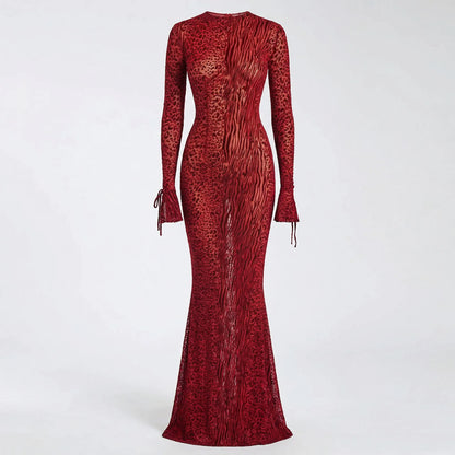 Scarlexia - Long-Sleeve Backless Maxi Dress