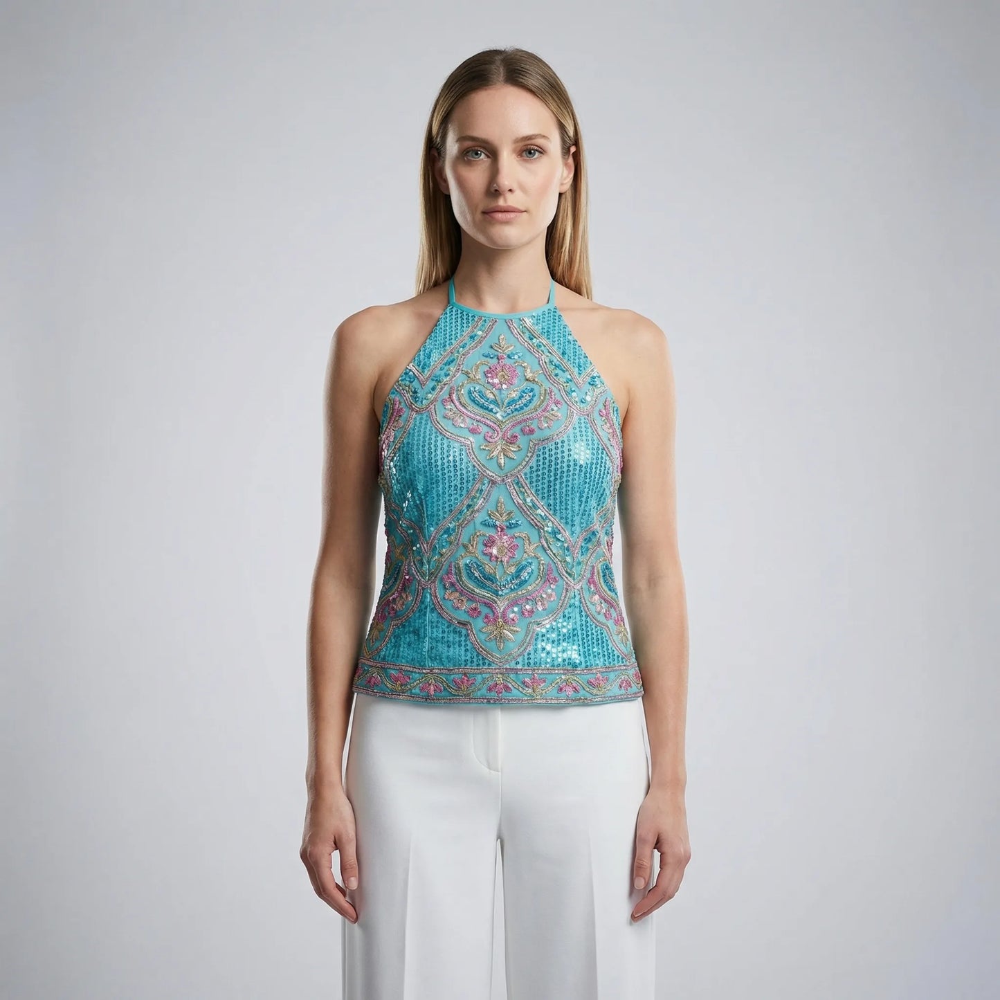 Sequira | Slim Fit Sequin Embroidered Top