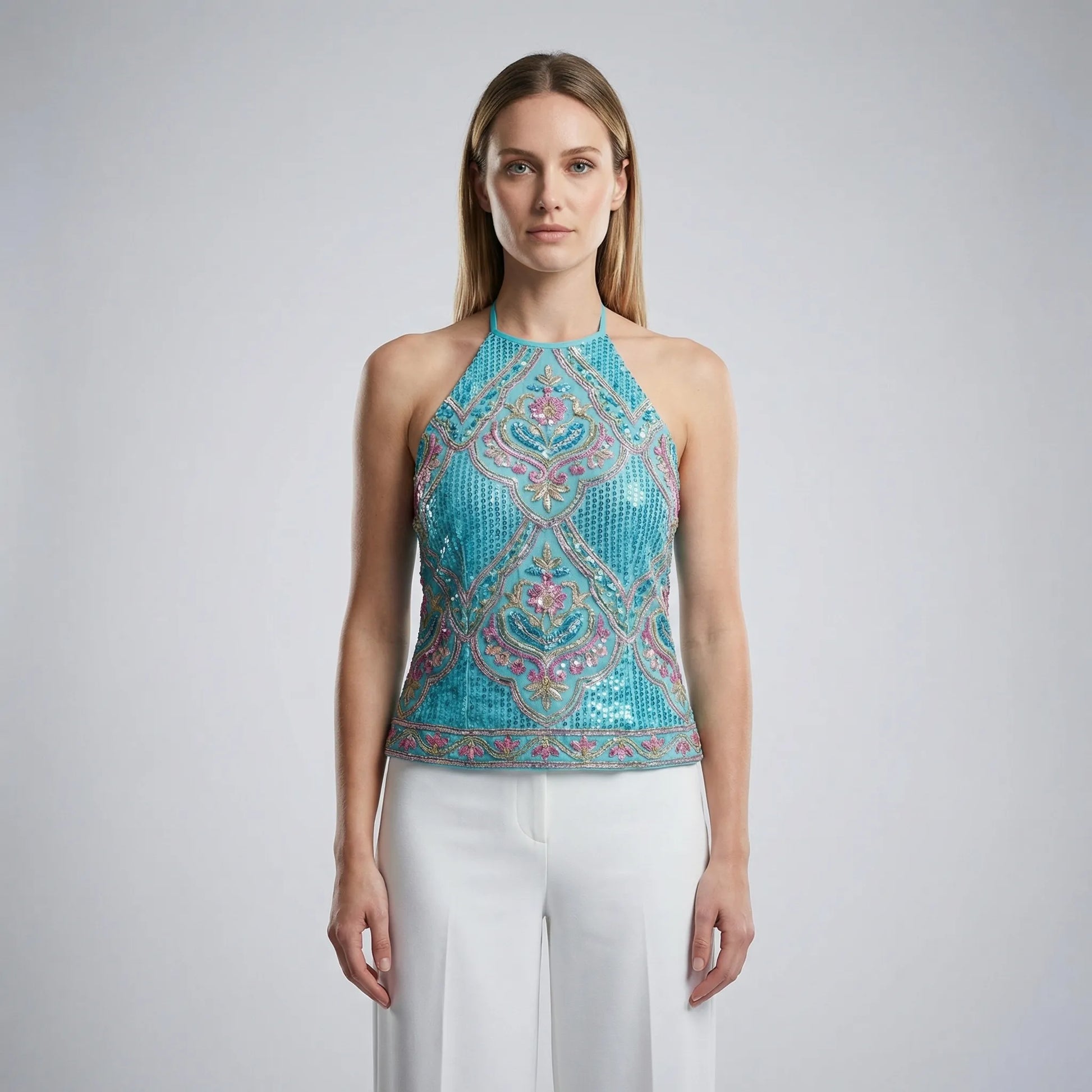 Sequira | Slim Fit Sequin Embroidered Top