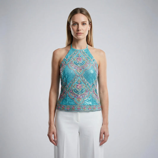 Sequira | Slim Fit Sequin Embroidered Top