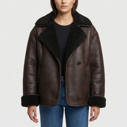 Shearlix - Oversized Faux Shearling Lapel Jacket