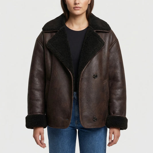 Shearlix - Oversized Faux Shearling Lapel Jacket