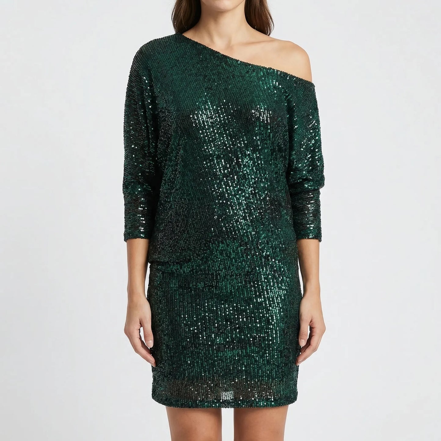 Shimrova - One-Shoulder Shimmer Mini Dress
