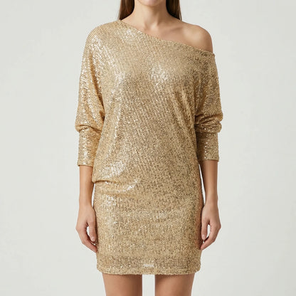 Shimrova - One-Shoulder Shimmer Mini Dress