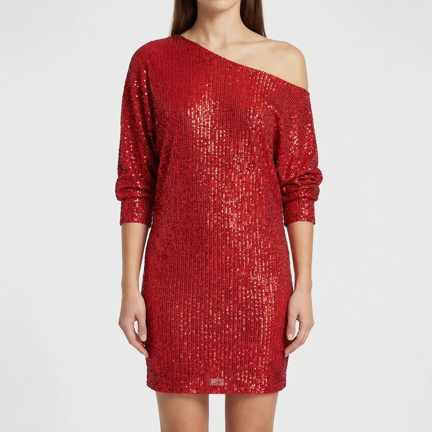 Shimrova - One-Shoulder Shimmer Mini Dress
