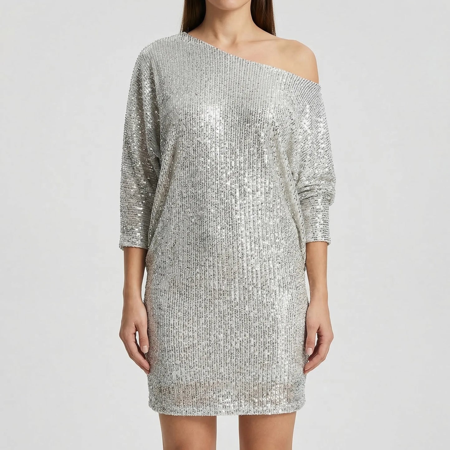 Shimrova - One-Shoulder Shimmer Mini Dress