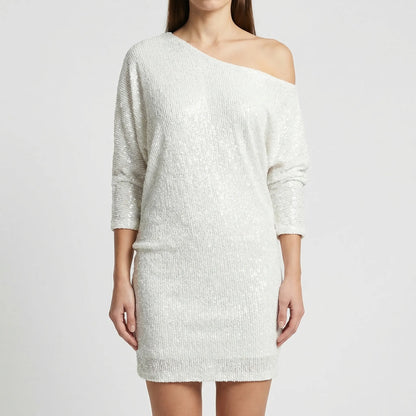 Shimrova - One-Shoulder Shimmer Mini Dress