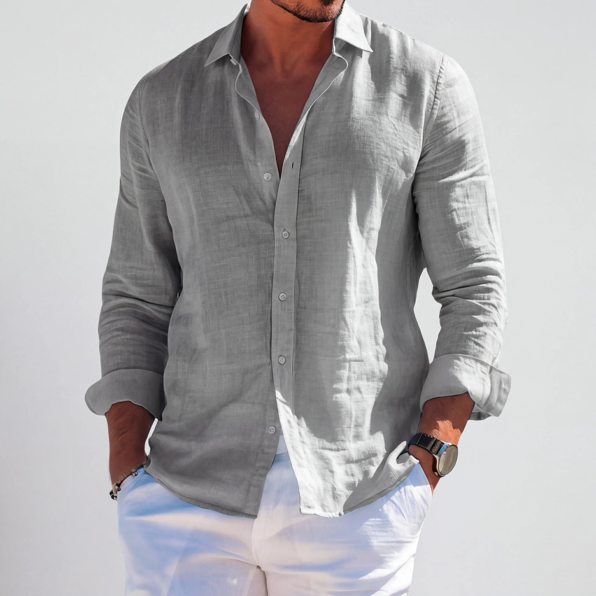 Shorven - Relaxed-Fit Long-Sleeve Button-Up Shirt