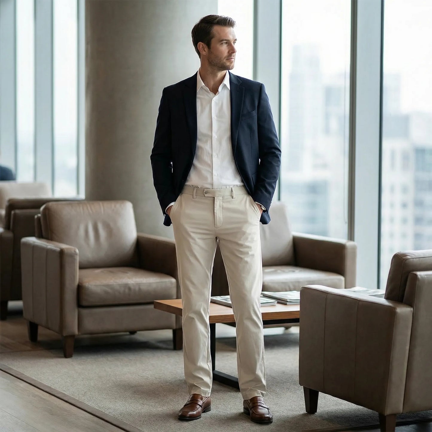 Slimvero - Slim Fit Stretch Waist Trousers