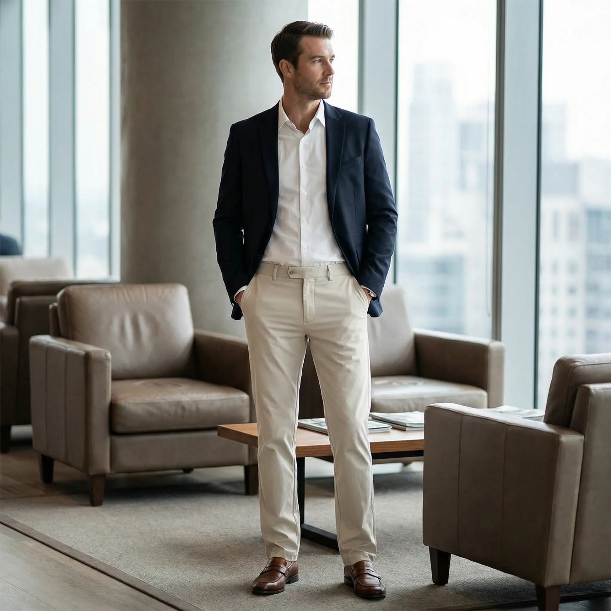 Slimvero - Slim Fit Stretch Waist Trousers