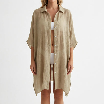Solarre | Sheer Dolman Sleeve Midi Cover-Up