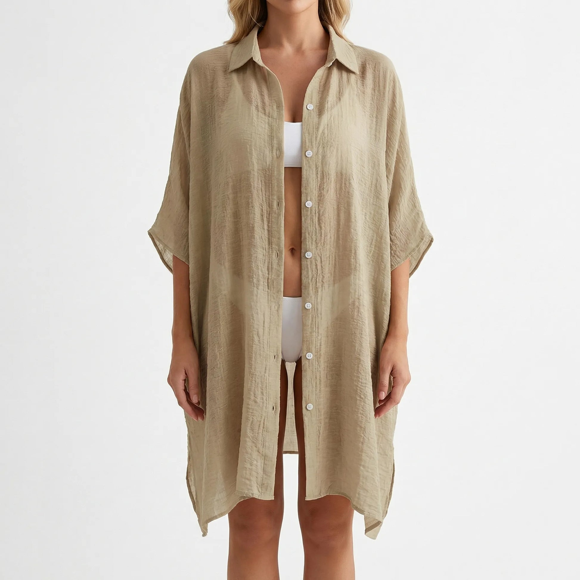Solarre | Sheer Dolman Sleeve Midi Cover-Up