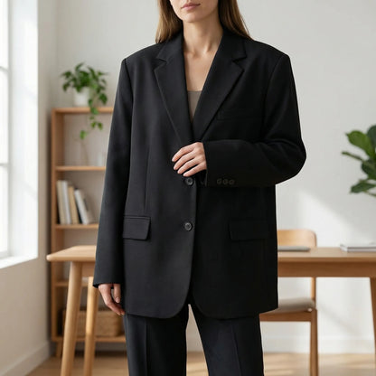 Solindra | Oversized Single-Breasted Blazer Jacket